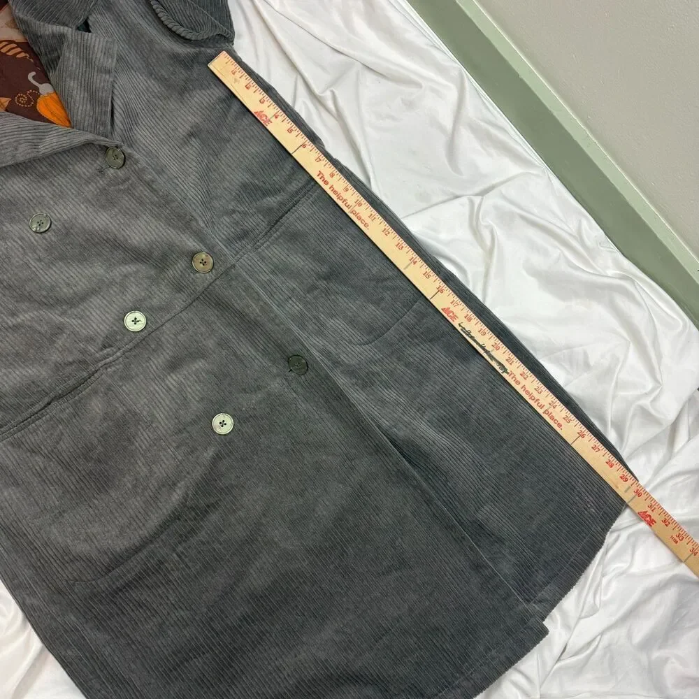 Gudrun Sjoden Gray Corduroy Coat Jacket Button Up Lagenlook Boho Size M - Picture 14 of 16